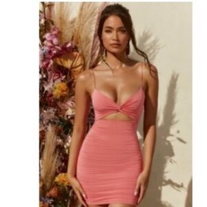 Oh Polly Coral Mini Dress